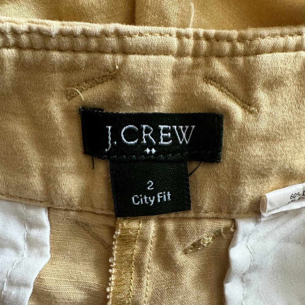 Women's 2 J. Crew Yellow City Fit Shorts Yellow Zipper Fly Boho - Picture 4 of 5